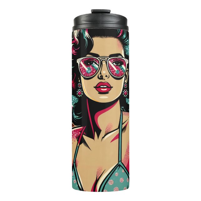 Comic Style Retro Pinup Giro del Malcantone Thermosbecher (Vorderseite)