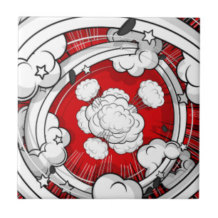Comic Style rote Kampfwolken Fliese