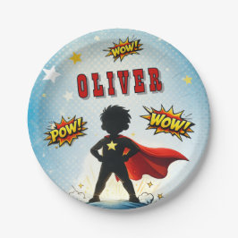 Comic Style Superhero Boy's Name Birthday Party Pappteller