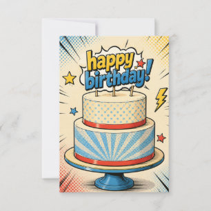 Comic-Style-Torte-Birthday-Grußkarte Karte