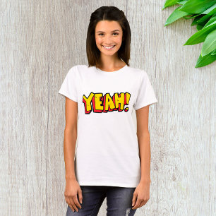 Comic Style Yeah Text Graphic in Bold Yellow T-Shirt