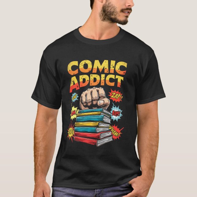 Comic-Süchtig Fett Retro T-Shirt (Vorderseite)
