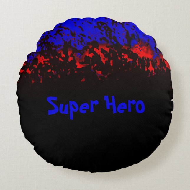 Comic Super Hero Design Rundes Kissen (Vorderseite)