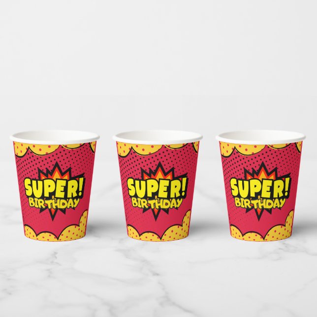 Comic-Superheld-Geburtstag Pappbecher (Multi)