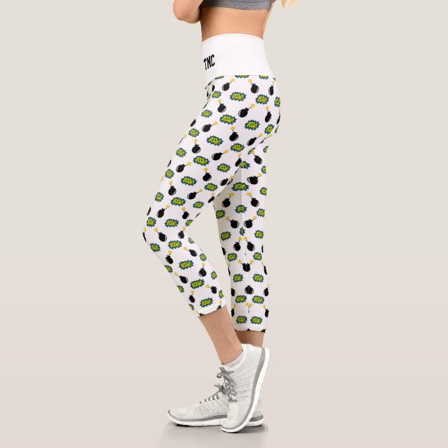 Comic Superheld Smart Funny INITIALS Firecracker Capri Leggings (Links)