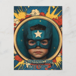 Comic Superhero Circular Postkarte