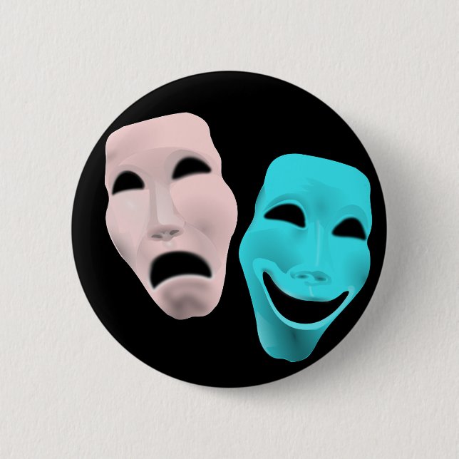 Comic-Theatermasken Button (Vorderseite)