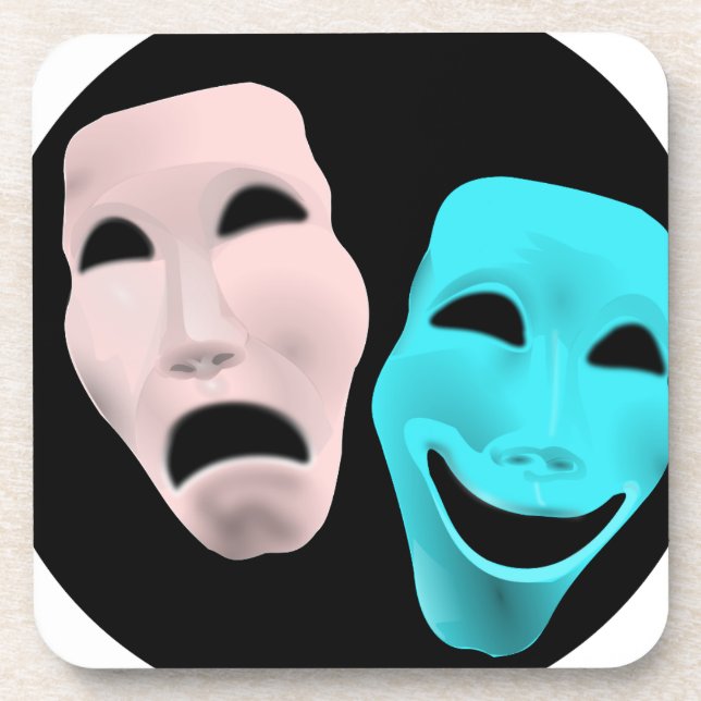 Comic-Theatermasken Untersetzer (Vorderseite)
