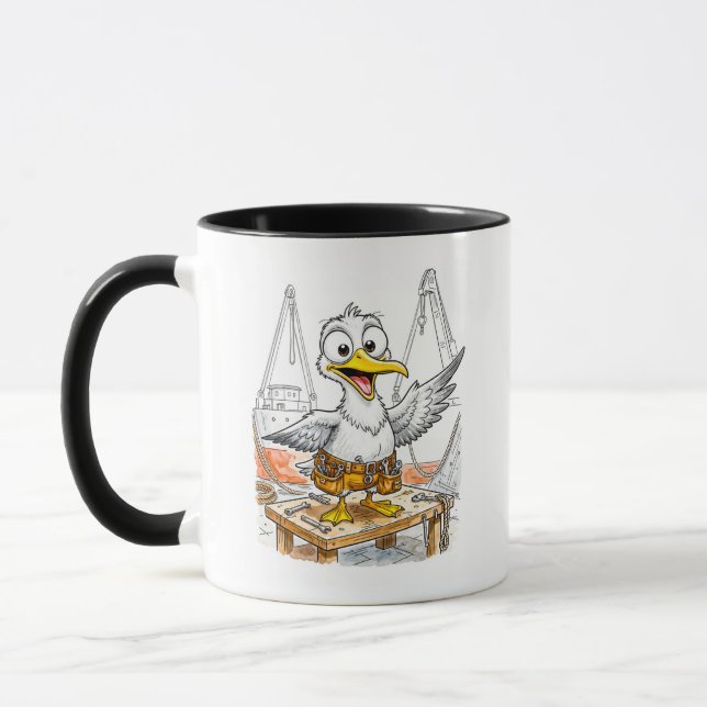 Comic-Vogel-Werftarbeiter Tasse (Links)