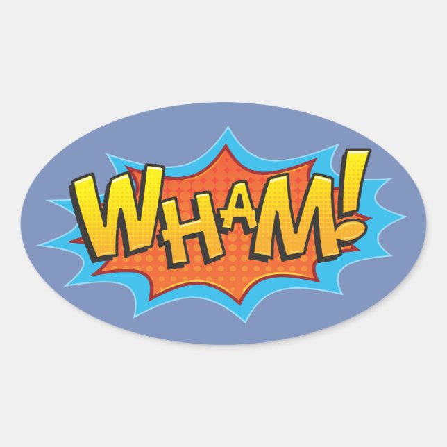 Comic Wham! Ovaler Aufkleber (Vorderseite)