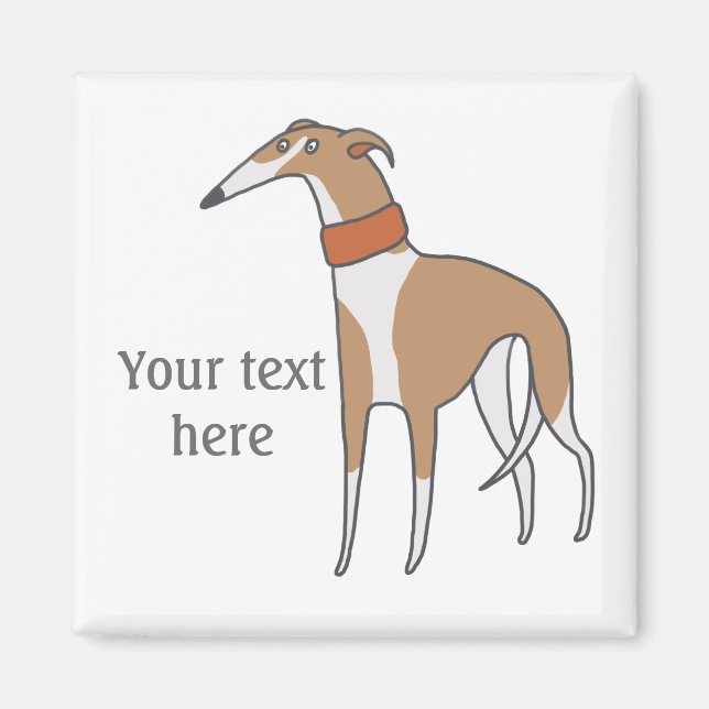 Comic Whippet Hund individuell anpassbar Magnet (Vorne)