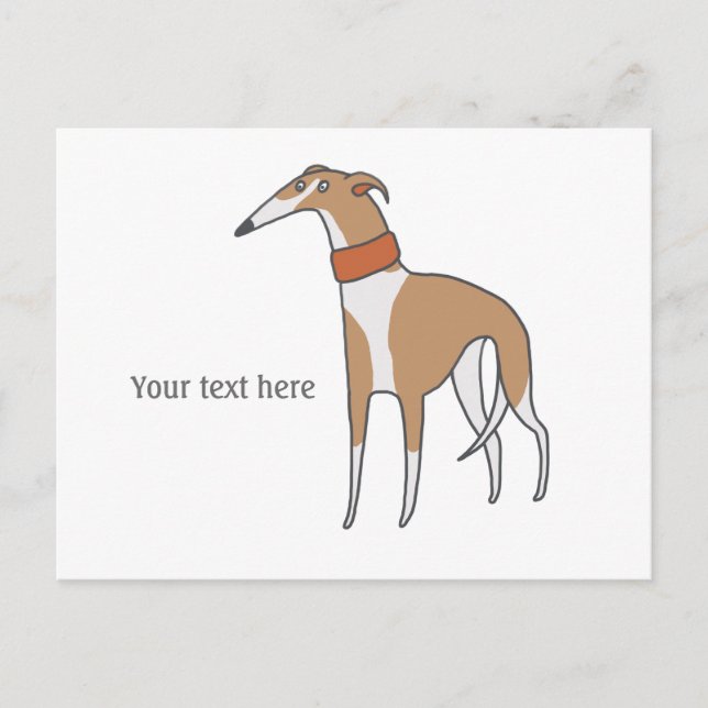 Comic Whippet Hund individuell anpassbar Postkarte (Vorderseite)