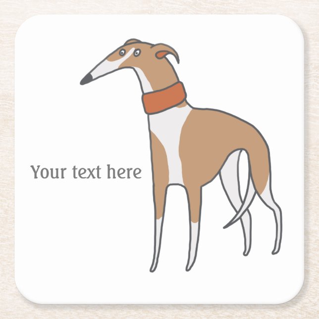 Comic Whippet Hund individuell anpassbar Rechteckiger Pappuntersetzer (Vorderseite)
