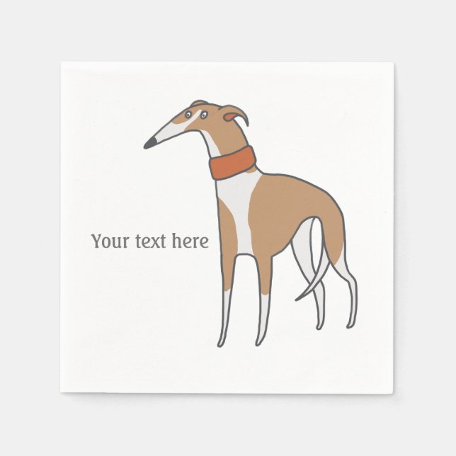 Comic Whippet Hund individuell anpassbar Serviette (Vorderseite)