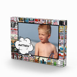 Comic Zeichen Kinder Foto Sprache Ballon Name
