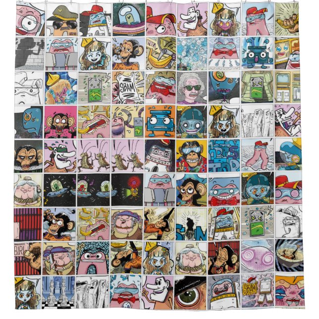 Comic-Zeichen Niedliche farbenfrohe Muster Duschko Duschvorhang (Vorderseite)