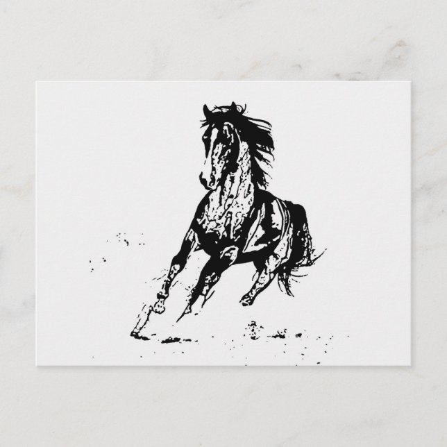 Comic Zeichnend Pferd Postkarte (Vorderseite)