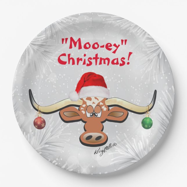Comical Longhorn Steer Paper Plate Pappteller (Vorderseite)