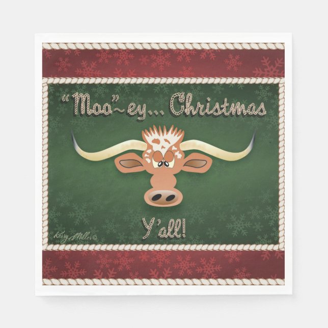 Comical Longhorn Steer Serviette (Vorderseite)