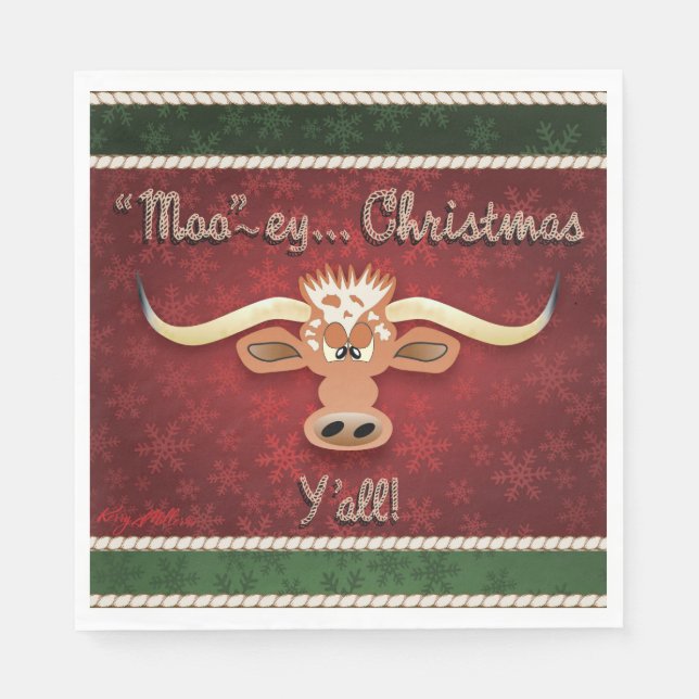 Comical Longhorn Steer Serviette (Vorderseite)