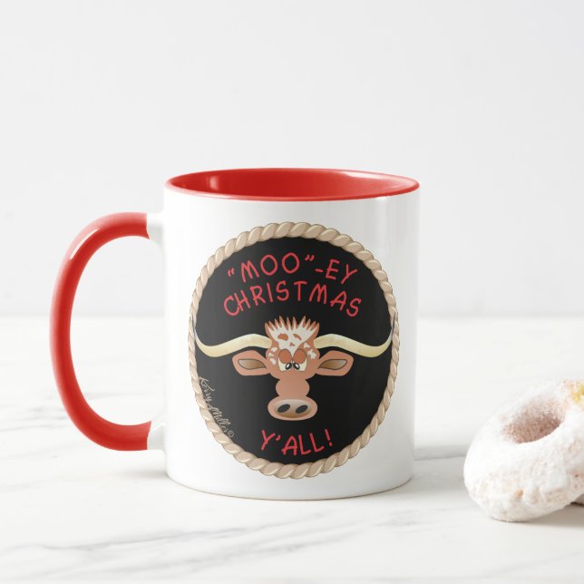 Comical Longhorn Steer Tasse (Mit Donut)