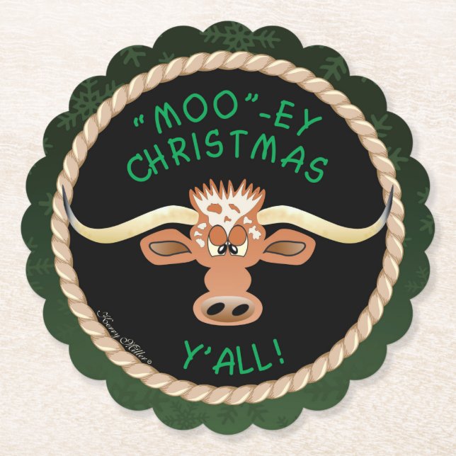 Comical Longhorn Steer Untersetzer (Vorderseite)