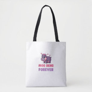 Comical MOO DENG FOREVER Animal Lover Hippo Theme Tasche