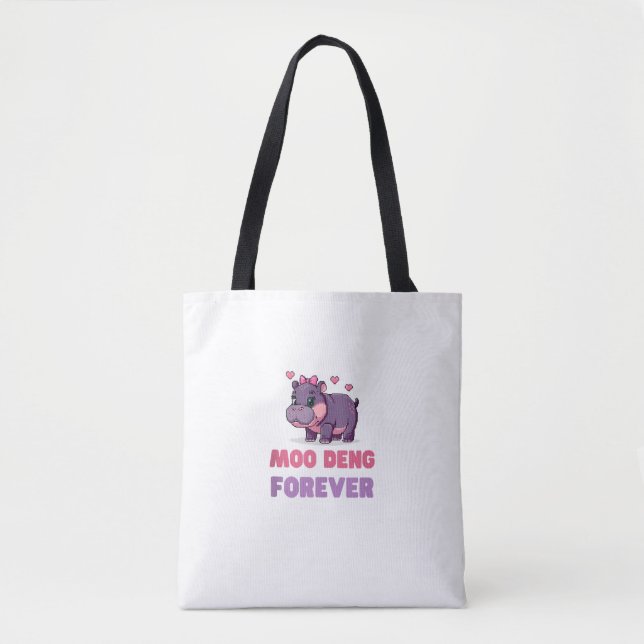 Comical MOO DENG FOREVER Animal Lover Hippo Theme Tasche (Vorderseite)