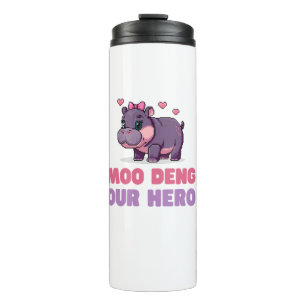Comical MOO DENG UNSERE HERO Zoology Pixel Tieranz Thermosbecher