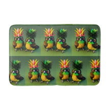 Comical Pineapa Green Wange Conure Bathmat