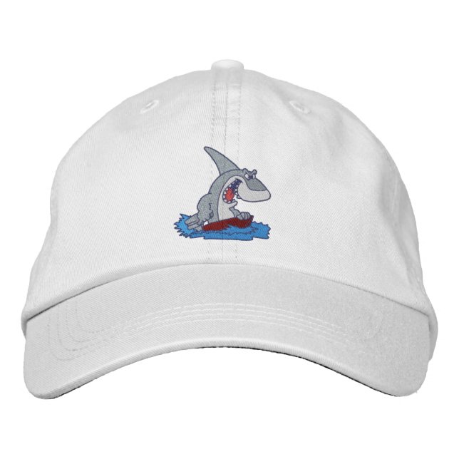 Comical Shark bestickte Cap Bestickte Baseballkappe (Vorderseite)