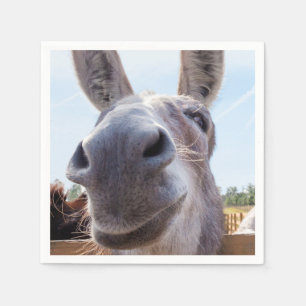Comical Smiling Gray Donkey Serviette