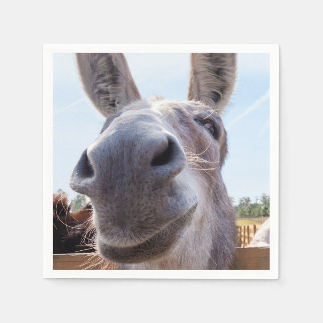 Comical Smiling Gray Donkey Serviette (Vorderseite)