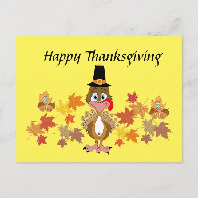 Comical Turkey and Friends Erntedank Postkarte (Vorderseite)