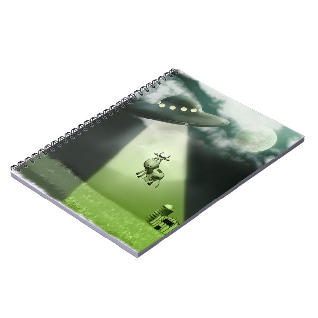 Comical UFO Cow Abduction Notebook Notizblock (Linke Seite)