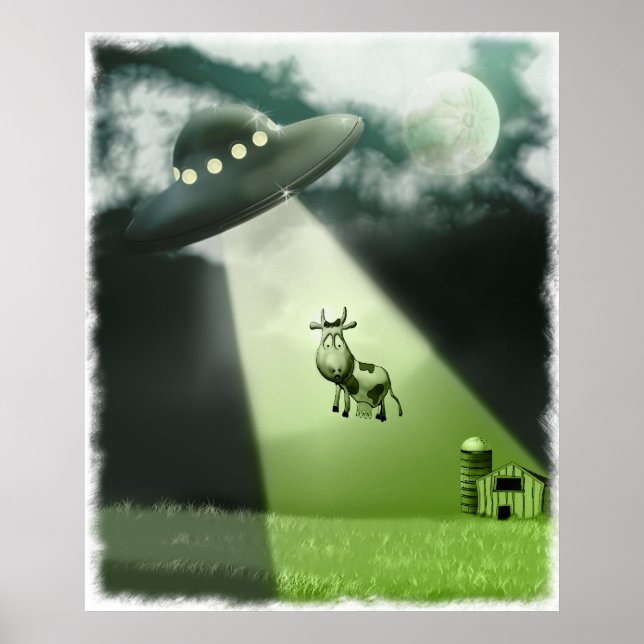Comical UFO Cow Abduction Poster (Vorne)