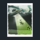 Comical UFO Cow Abduction Postkarte<br><div class="desc">Eine komische Abbildung einer Kuh,  die von einem UFO entführt wird</div>