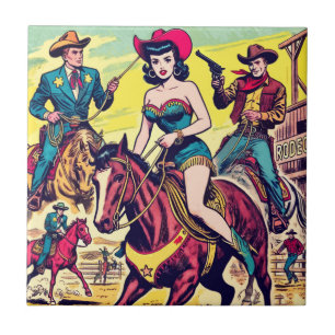 Comicen für den Retro-Western Fliese