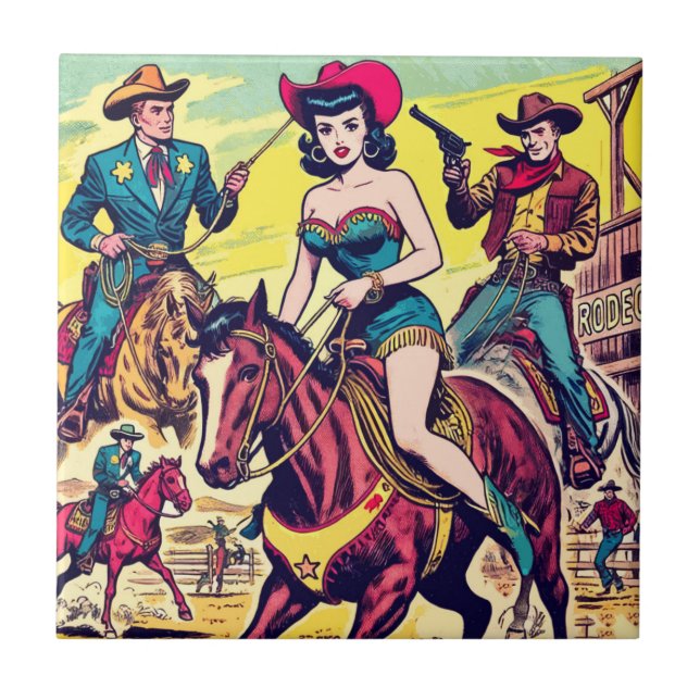Comicen für den Retro-Western Fliese (Vorderseite)