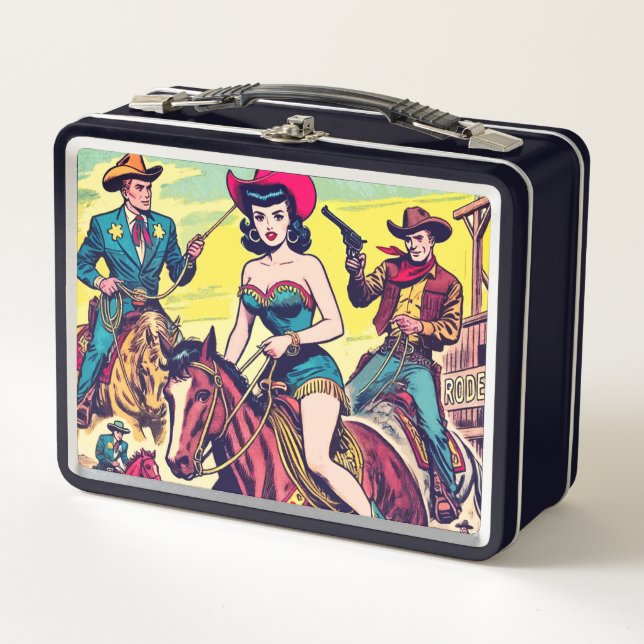Comicen für den Retro-Western Metall Brotdose (Vorderseite)