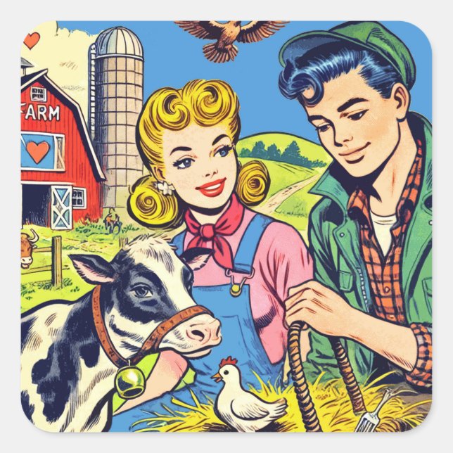 Comicen Quadratischer Aufkleber (Vorderseite)
