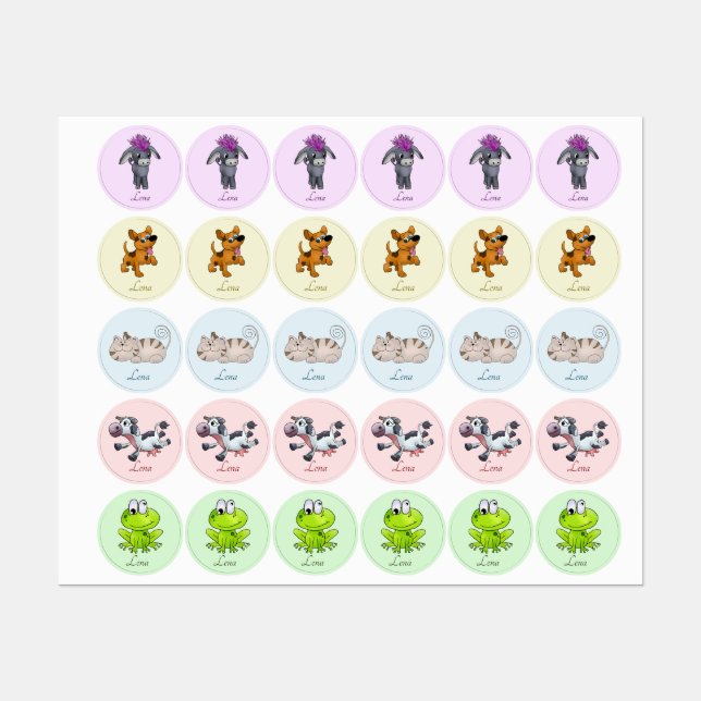 Comictiere Etiketten (Blatt)
