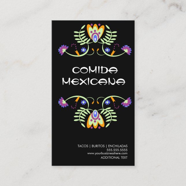Comida Mexicana Food Truck Logo Business Card Visitenkarte (Vorderseite)