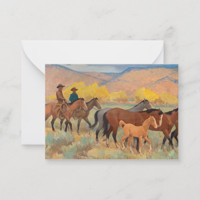 Coming Zuhause, 1942 von Maynard Dixon Mitteilungskarte (Vorderseite)