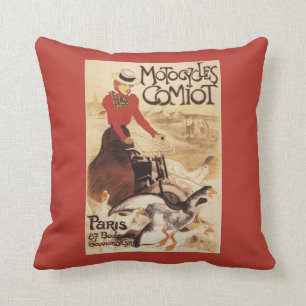 Comiot Motocycles Frau und Gänsepromo-Plakat Kissen