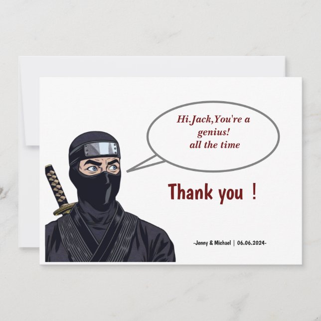 Comique manga personnalisée Ninja Carte de remerci (Devant)