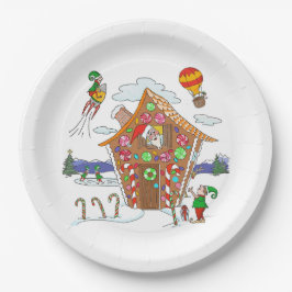 Comische Weihnachtsszene Santa Elves und Rudolph Pappteller