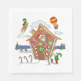 Comische Weihnachtsszene Santa Elves und Rudolph Serviette