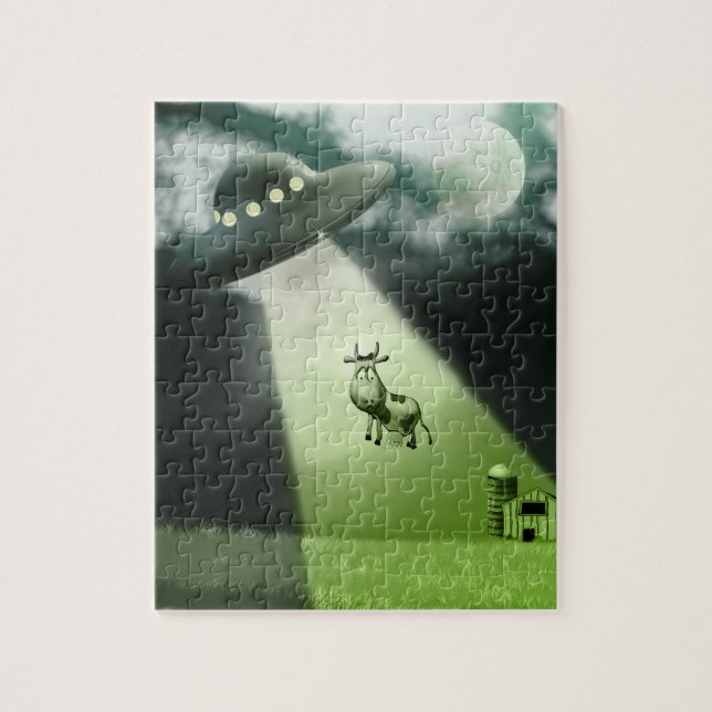 Comisches UFO-Kuh-Entführung-Puzzle (Vertikal)