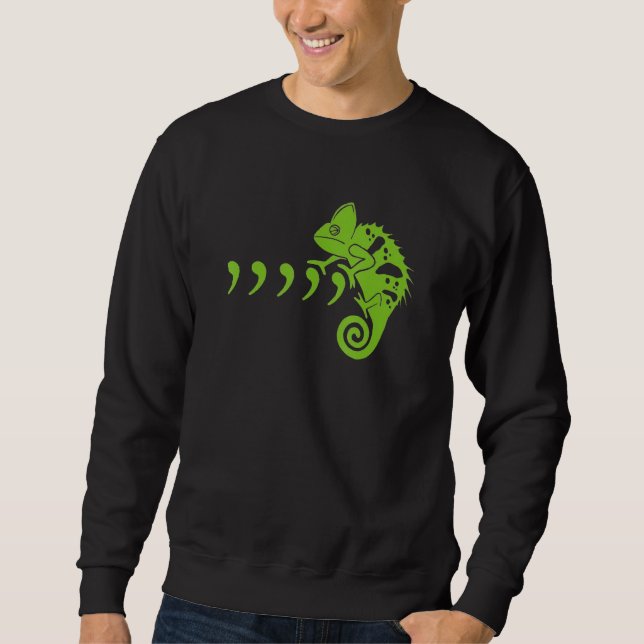 Comma Chameleon Funny 80's Music Texte Tiere Sweatshirt (Vorderseite)